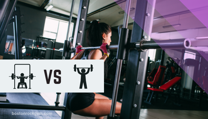 Smith machine bar versus a free-weight barbell