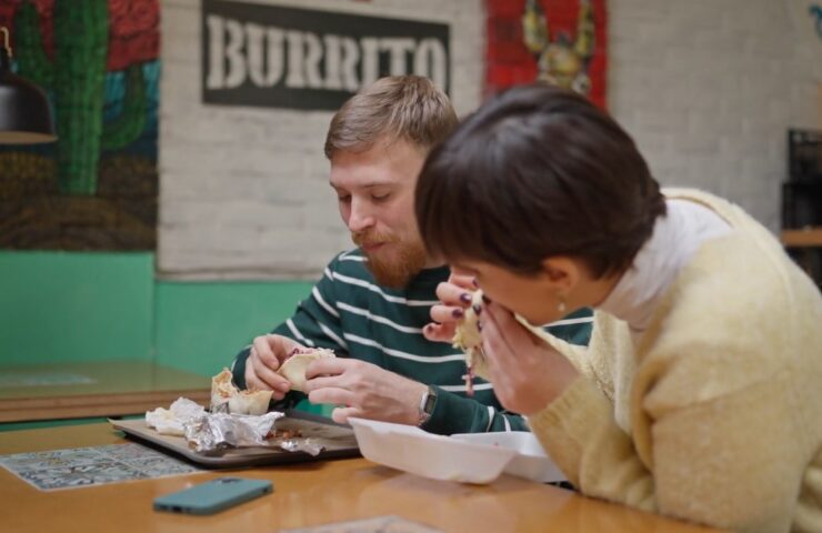 eating burritos